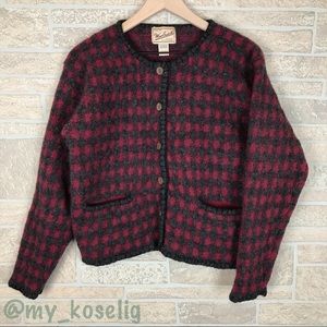 Woolrich Deep Red & Black Plaid Wool Sweater